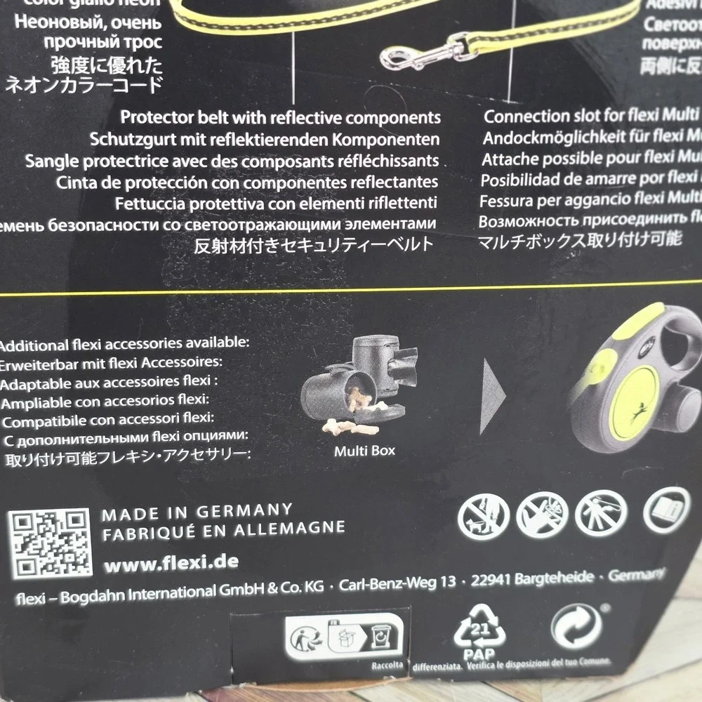 Flexi 16ft Small Neon Tape Retractable Dog Leash for Dogs up to 26lb Germany